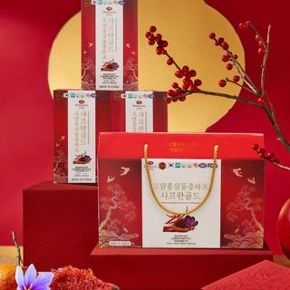 (SỈ GIÁ TỐT)Nước Hồng Sâm Hoàng Gia Đông Trùng Saffron Gold Hankwanjang (70ml x 20 gói)