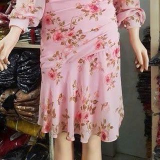 Đầm xòe nữ hoa hồng cao cấp