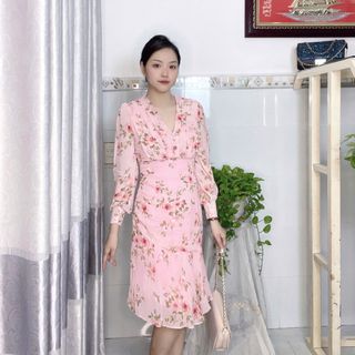 Đầm xòe nữ hoa hồng cao cấp