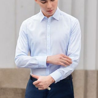 Áo sơ mi nam cổ đức chất liệu coolmax thoáng khí, giữ form tốt - Màu xanh nhạt -hàng VNXK sang EU - đủ size từ XS - XL