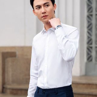 Áo sơ mi nam cổ đức chất liệu coolmax thoáng khí, giữ form tốt - Màu trắng -hàng VNXK sang EU - đủ size từ XS - XL