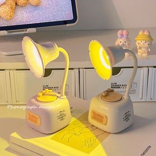 Hộp phát nhạc Loa Cổ Điển Có Đèn Pastel, Hộp Nhạc Đèn Ngủ Để Bàn, Trang Trí