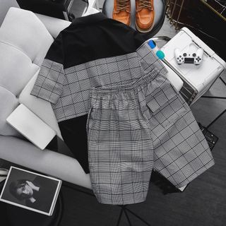 [ Big Men] Set bộ quần áo polo phối caro chất vải umi lịch lãm bigsize nam 85- 125 kg