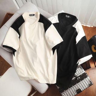 [Big Men] Áo thun chất vải cotton phối vai thời trang bigsize nam 95- 135 kg - form to hơn - sườn vai