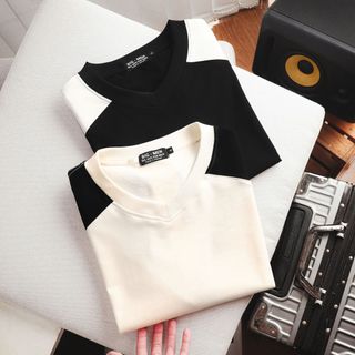 [Big Men] Áo thun chất vải cotton phối vai thời trang bigsize nam 95- 135 kg - form to hơn - sườn vai