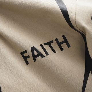 [ Big Men] Áo thun cotton in lụa toàn thân họa tiết phối chữ màu kem 85- 135 kg_ Faith