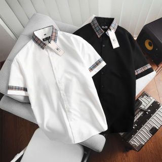 [Big Men] Áo sơ mi tay ngắn chất vải mango phối cổ caro sang trọng thời trang bigsize nam 80- 130 kg- Mã 14