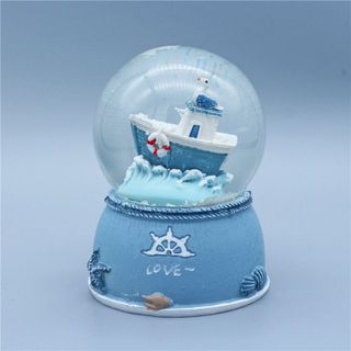 Mô hình Quả Cầu Tuyết Địa Trung Hải Kèm Tuyết, Quả Cầu Tuyết Thuyền Hải Đăng Trang Trí Làm Quà Tặng
