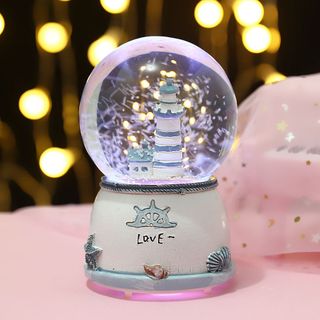 Mô hình Quả Cầu Tuyết Địa Trung Hải Kèm Tuyết, Quả Cầu Tuyết Thuyền Hải Đăng Trang Trí Làm Quà Tặng