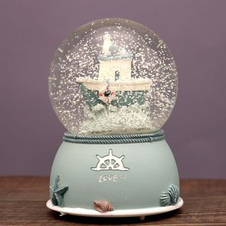 Mô hình Quả Cầu Tuyết Địa Trung Hải Kèm Tuyết, Quả Cầu Tuyết Thuyền Hải Đăng Trang Trí Làm Quà Tặng