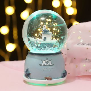 Mô hình Quả Cầu Tuyết Địa Trung Hải Kèm Tuyết, Quả Cầu Tuyết Thuyền Hải Đăng Trang Trí Làm Quà Tặng