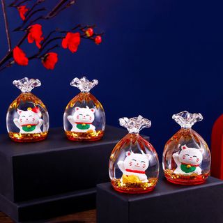 Túi May Mắn Mèo Thần Tài Hút Lộc , Mèo Thần Tài Trong Túi May Mắn Trang Trí Làm Quà Tặng