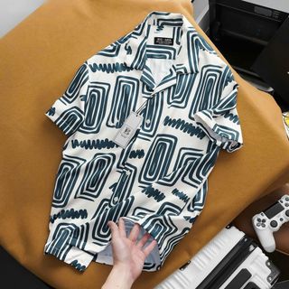 [Bigmen.Bigsizemen] Áo sơ mi tay ngắn cổ đan tông/ cổ vest họa tiết mùa hè bigsize nam< 140 kg
