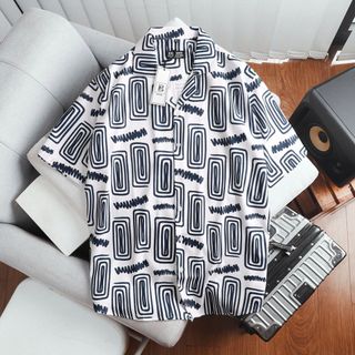 [Bigmen.Bigsizemen] Áo sơ mi tay ngắn cổ đan tông/ cổ vest họa tiết mùa hè bigsize nam< 140 kg