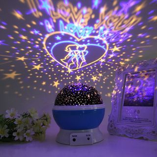 Đèn Ngủ Chiếu Sao 3D Quay 360 độ Chiếu Sáng Bầu Trời Sao Đổi Màu Tặng Kèm Dây Sạc Usb