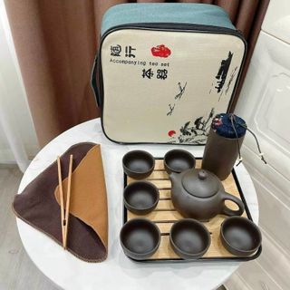 Bộ Bình Trà Có Túi Kèm Khay Gỗ Sang Trọng