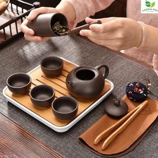 Bộ Bình Trà Có Túi Kèm Khay Gỗ Sang Trọng