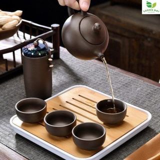 BỘ BÌNH TRÀ CÓ TÚI KÈM KHAY GỖ SANG TRỌNG