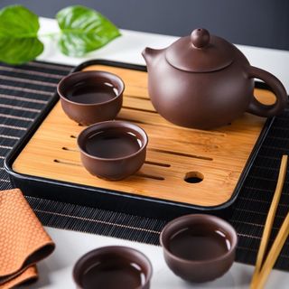 Bộ Bình Trà Có Túi Kèm Khay Gỗ Sang Trọng