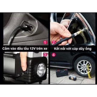 Bơm lốp ô tô 2 xi lanh Air Compressor công suất lớn, hàng chất lượng cao bảo hành 6 tháng