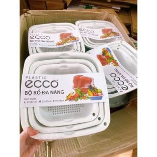 Bộ Thau Rổ Nhựa Vuông ECOCO 6 Món