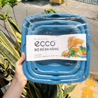 Bộ Thau Rổ Nhựa Vuông ECOCO 6 Món