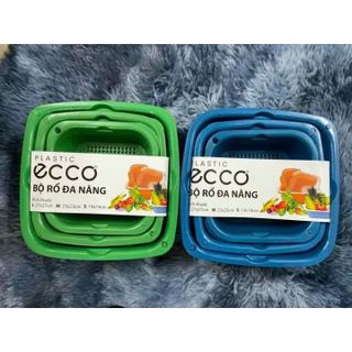 Bộ Thau Rổ Nhựa Vuông ECOCO 6 Món