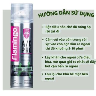 Chai xịt bọt vệ sinh khử mùi hôi, diệt khuẩn điều hòa, giàn lạnh ô tô Flamingo A/C Pro F020 500ml