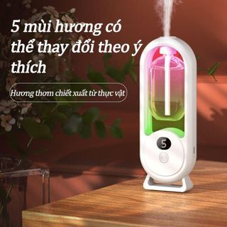 Máy khuếch tán tinh dầu, xịt thơm phòng đuổi muỗi tạo độ ẩm 5 chế độ có đèn Led, có thể thay lõi