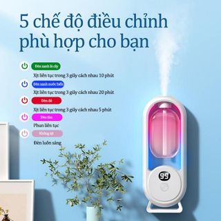 Máy khuếch tán tinh dầu, xịt thơm phòng đuổi muỗi tạo độ ẩm 5 chế độ có đèn Led, có thể thay lõi