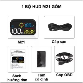 Màn hình HUD M21/M23 hiển thị tốc độ trên kính lái, cảnh báo cam phạt nguội, tốc độ bằng tiếng Việt