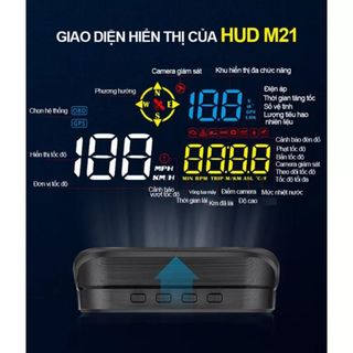 Màn hình HUD M21/M23 hiển thị tốc độ trên kính lái, cảnh báo cam phạt nguội, tốc độ bằng tiếng Việt