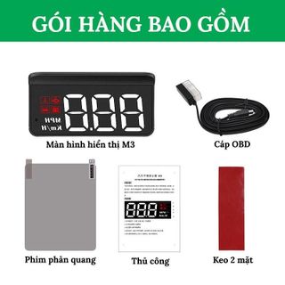 Màn hình HUD M3 hiển thị tốc độ trên kính lái, báo quá tốc độ, báo nhiệt độ nước, báo động điện áp