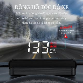 Màn hình HUD M3 hiển thị tốc độ trên kính lái, báo quá tốc độ, báo nhiệt độ nước, báo động điện áp