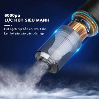 Máy hút bụi mini Vacuum 2 in 1 không dây, sạc pin công suất 60W, không ồn, nhỏ gọn, tiện lợi