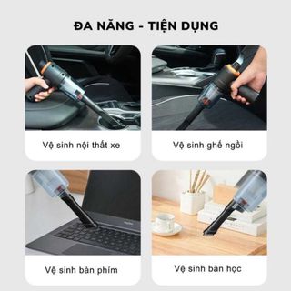 Máy hút bụi mini Vacuum 2 in 1 không dây, sạc pin công suất 60W, không ồn, nhỏ gọn, tiện lợi