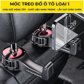 Móc treo đồ gài trước hoặc sau ghế, kèm giá đỡ kẹp điện thoại trên xe, thiết kế chắc chắn, cao cấp