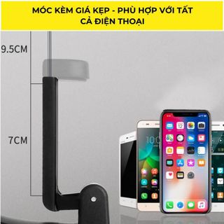 Móc treo đồ gài trước hoặc sau ghế, kèm giá đỡ kẹp điện thoại trên xe, thiết kế chắc chắn, cao cấp