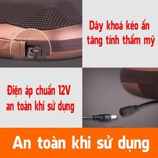 Gối massage cổ vai gáy hồng ngoại 8 bi xoay 2 chiều, đảo chiều cao cấp công nghệ Nhật Bản