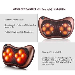 Gối massage cổ vai gáy hồng ngoại 8 bi xoay 2 chiều, đảo chiều cao cấp công nghệ Nhật Bản