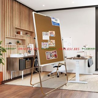 Bảng Flipchart chân inox có gắn bánh xe mặt bảng Ghim Bần