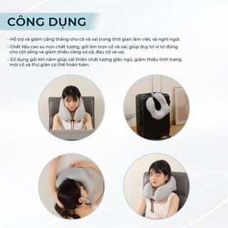 Gối kê cổ chữ U cao su non dùng tựa cổ cho dân văn phòng, lái xe, học sinh, sinh viên khi ngủ trưa