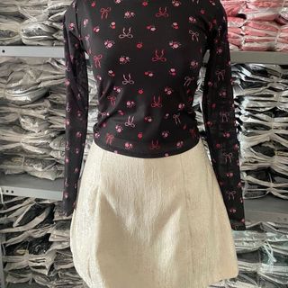 Áo lưới in nơ kèm áo 2 dây