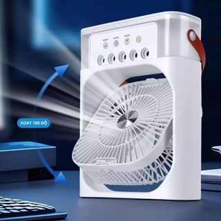 Quạt Điều Hòa Phun Sương Mini Air Color Fan 5 Cổng Phun 3 Chế Độ Đèn LED 7 Màu Sang Trọng