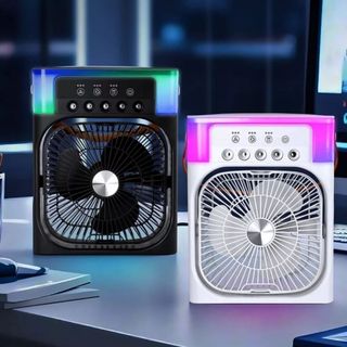 Quạt Điều Hòa Phun Sương Mini Air Color Fan 5 Cổng Phun 3 Chế Độ Đèn LED 7 Màu Sang Trọng