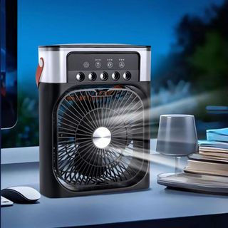 Quạt Điều Hòa Phun Sương Mini Air Color Fan 5 Cổng Phun 3 Chế Độ Đèn LED 7 Màu Sang Trọng