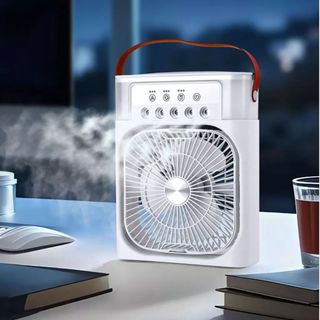 Quạt Điều Hòa Phun Sương Mini Air Color Fan 5 Cổng Phun 3 Chế Độ Đèn LED 7 Màu Sang Trọng