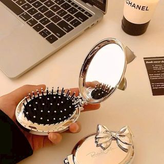 Gương Lược Gấp Gọn Cầm Tay-Lược Đệm Khí Gấp Gọn Kèm Gương-Gương Nhỏ Kèm Lược Bỏ Túi Du Lịch