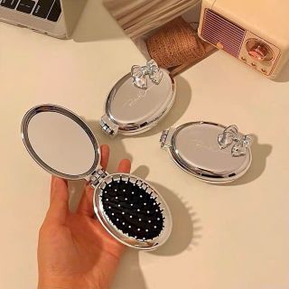 Gương Lược Gấp Gọn Cầm Tay-Lược Đệm Khí Gấp Gọn Kèm Gương-Gương Nhỏ Kèm Lược Bỏ Túi Du Lịch