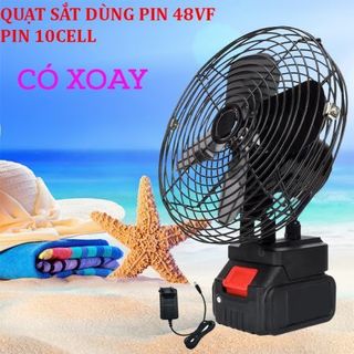 QUẠT SẮT DÙNG PIN 48VF XOAY 8NICH PIN 10CELL - 1 PIN 1 SẠC